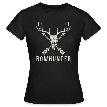 Bowhunter Deer Skull Minimalist Bowhunting Geschenk - Frauen T-Shirt - Schwarz - Vorne - AI Model Female 172 dark (172cm)