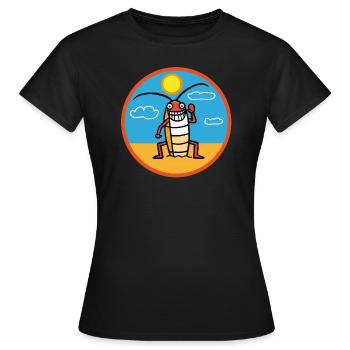 Kakerlake am Strand beim Sonnenbad - Frauen T-Shirt - Schwarz - Vorne - AI Model Female 172 dark (172cm)