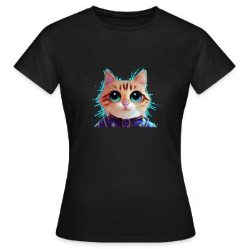 Chat en armure - T-shirt Femme - noir - Devant - AI Model Female 172 dark (172cm)