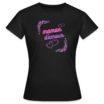 Maman d amour - T-shirt Femme - noir - Devant - AI Model Female 172 dark (172cm)