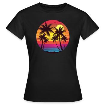 Magie du coucher de soleil sur la plage - T-shirt Femme - noir - Devant - AI Model Female 172 dark (172cm)