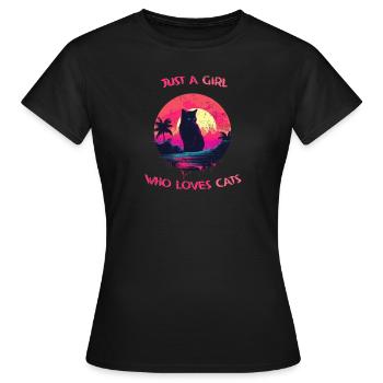 Just A Girl That Loves Cats - Frauen T-Shirt - Schwarz - Vorne - AI Model Female 172 dark (172cm)