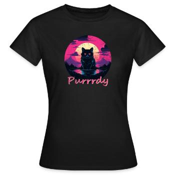 Süße Katze Purrrdy Katzen Shirt - Frauen T-Shirt - Schwarz - Vorne - AI Model Female 172 dark (172cm)