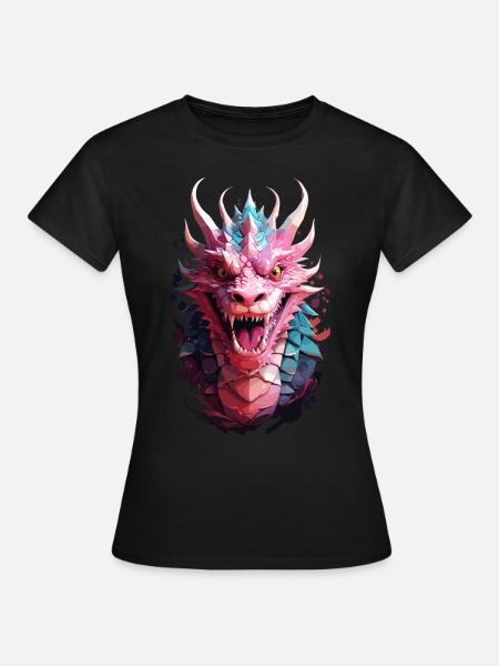 Düsterer Blick des Drachen - Frauen T-Shirt - Schwarz