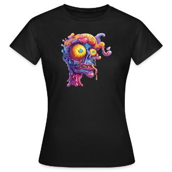 Psychedelisches Monster - Frauen T-Shirt - Schwarz - Vorne - AI Model Female 172 dark (172cm)