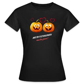 Ma citrouille d'Halloween - T-shirt Femme - noir - Devant - AI Model Female 172 dark (172cm)