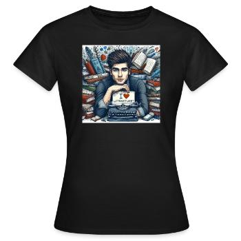 J’adore la littérature - T-shirt Femme - noir - Devant - AI Model Female 172 dark (172cm)