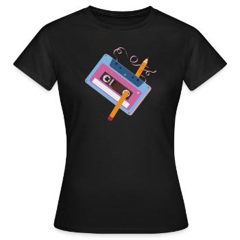 Retro Kasette - Frauen T-Shirt - Schwarz - Vorne - AI Model Female 172 dark (172cm)
