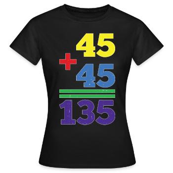 45 + 45 = 135 29 - Frauen T-Shirt - Schwarz - Vorne - AI Model Female 172 dark (172cm)