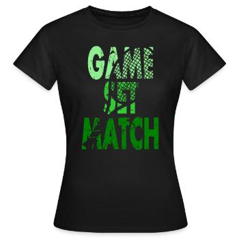 Tennis Shirt Game Set Match Design - Frauen T-Shirt - Schwarz - Vorne - AI Model Female 172 dark (172cm)