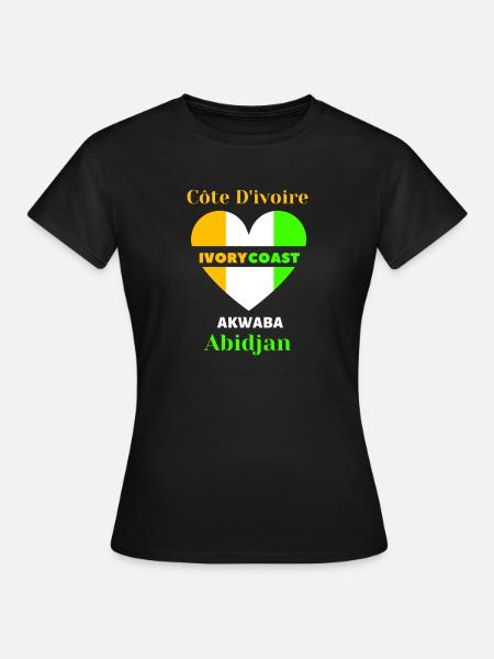 Côte D'ivoire Ivory Coast Akwaba Abidjan Tshirt - T-shirt Femme - noir