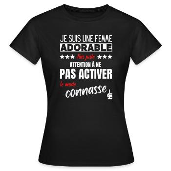 Humour femme phrase drôle adorable et connasse - T-shirt Femme - noir - Devant - AI Model Female 172 dark (172cm)