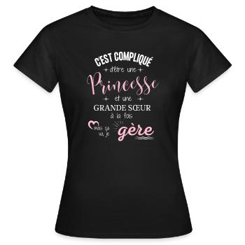 Grande sœur humour cadeau grande soeur original - T-shirt Femme - noir - Devant - AI Model Female 172 dark (172cm)