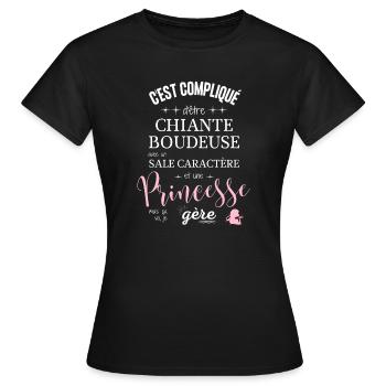 Humour femme chiante sale caractère humoristique - T-shirt Femme - noir - Devant - AI Model Female 172 dark (172cm)