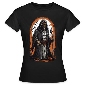 Grim Reaper Magie Halloween Mort-vivant Squelette - T-shirt Femme - noir - Devant - AI Model Female 172 dark (172cm)