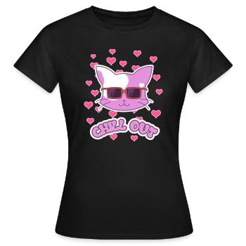 Chill out Comicstil Katze mit Sonnenbrille - Frauen T-Shirt - Schwarz - Vorne - AI Model Female 172 dark (172cm)