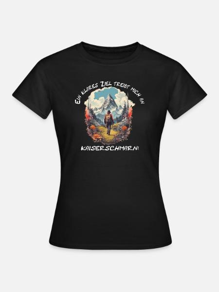 Wandern in den Bergen mit dem Ziel Kaiserschmarn - Frauen T-Shirt - Schwarz