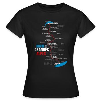 The route of the Route des Grandes Alpes (b) - Women's T-Shirt - black - Front - AI Model Female 172 dark (172cm)