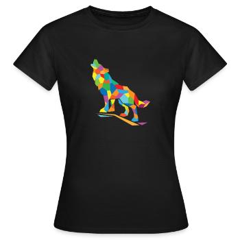 Polygone de loup - T-shirt Femme - noir - Devant - AI Model Female 172 dark (172cm)
