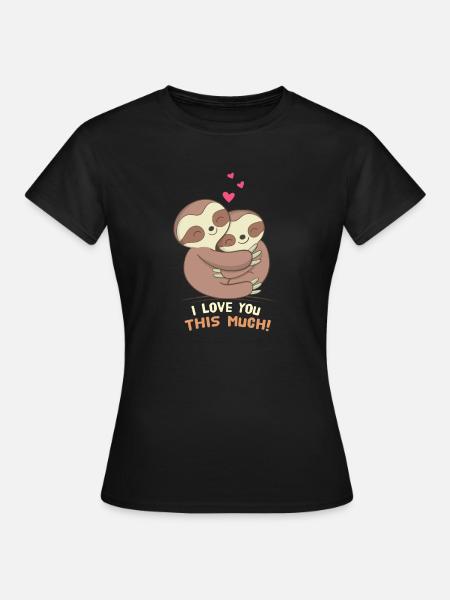 Faultier Love - Frauen T-Shirt - Schwarz