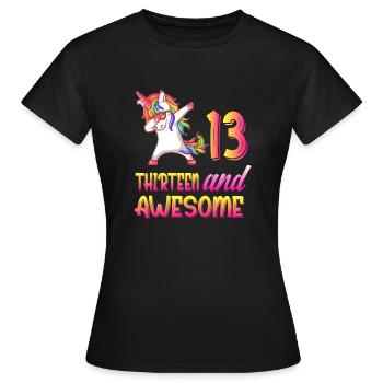 Cadeau de fille de 13ème anniversaire, anniversaire de fille de 13 ans - T-shirt Femme - noir - Devant - AI Model Female 172 dark (172cm)