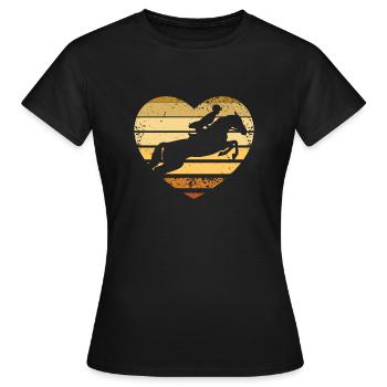 Springreiten Herz - Frauen T-Shirt - Schwarz - Vorne - AI Model Female 172 dark (172cm)