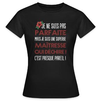 maîtresse qui déchire | cadeau pour sa maîtresse - T-shirt Femme - noir - Devant - AI Model Female 172 dark (172cm)