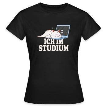Ich im Studium schlafende katze - Frauen T-Shirt - Schwarz - Vorne - AI Model Female 172 dark (172cm)