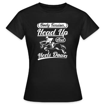 Body tension head up and heels down - Women's T-Shirt - black - Front - AI Model Female 172 dark (172cm)