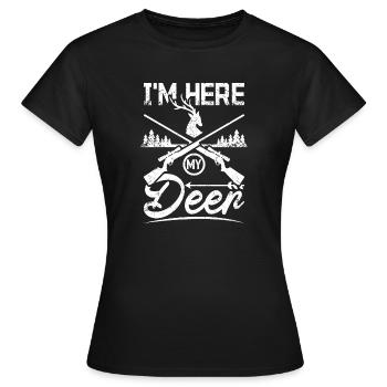 Chasse au chevreuil, je suis ici mon cerf - T-shirt Femme - noir - Devant - AI Model Female 172 dark (172cm)