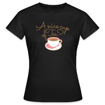 cup of tea - Women's T-Shirt - black - Front - AI Model Female 172 dark (172cm)