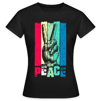 Paix - Signe de paix - Mouvement pour la paix - Paix - T-shirt Femme - noir - Devant - AI Model Female 172 dark (172cm)
