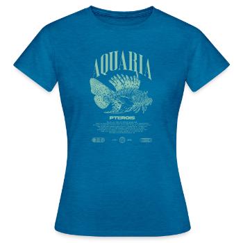 Rotfeuerfisch Marine Fish Keeper Moderne Streetwear - Frauen T-Shirt - Antikblaues Saphir meliert - Vorne - AI Model Female 172 dark (172cm)