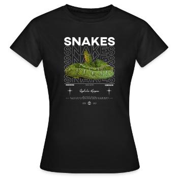 Smaragdbaum Boa Moderne Streetwear Reptilienhalterin - Frauen T-Shirt - Schwarz - Vorne - AI Model Female 172 dark (172cm)
