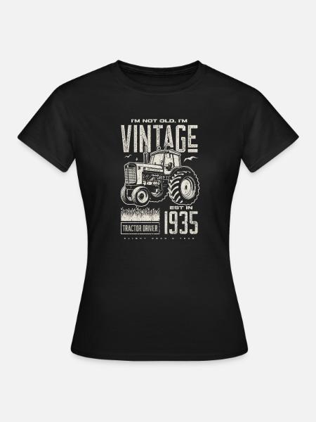 Vintage Tractor Farmer Birthday Born In 1935 - Women's T-Shirt - black