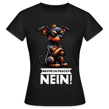 Avant de demander à Miniature Pinscher Pinscher Pinscher Fan - T-shirt Femme - noir - Devant - AI Model Female 172 dark (172cm)