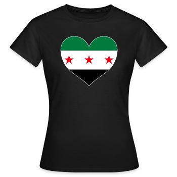 Syrien Herz Mit Syrischer Flagge Für Freiheit - Frauen T-Shirt - Schwarz - Vorne - AI Model Female 172 dark (172cm)