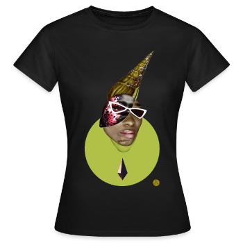 Collage numérique surréaliste - Shell Bizu - T-shirt Femme - noir - Devant - AI Model Female 172 dark (172cm)
