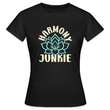 Yoga Harmony Junkie Drôle de Yoga - T-shirt Femme - noir - Devant - AI Model Female 172 dark (172cm)