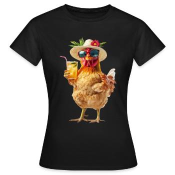 Huhn - Frauen T-Shirt - Schwarz - Vorne - AI Model Female 172 dark (172cm)