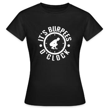 Gym Junkies C’est Burpees O ́Clock Calisthenics - T-shirt Femme - noir - Devant - AI Model Female 172 dark (172cm)