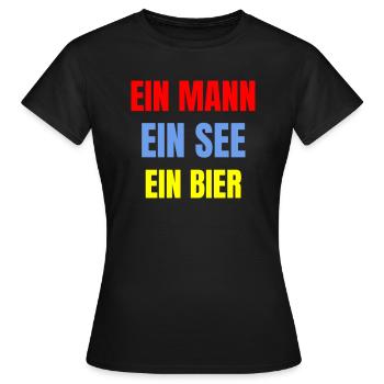 One man, one lake, one beer! - Women's T-Shirt - black - Front - AI Model Female 172 dark (172cm)