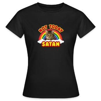 Drôle satan chat pas aujourd’hui Death Metal Arc-en-ciel - T-shirt Femme - noir - Devant - AI Model Female 172 dark (172cm)