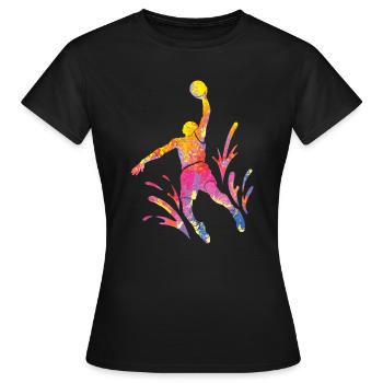 Basketteur Coloré Paint Slam Dunk Sports - T-shirt Femme - noir - Devant - AI Model Female 172 dark (172cm)