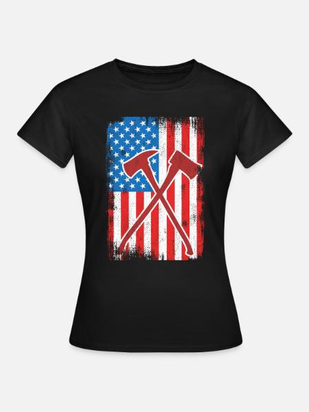 4. Juli US Feuerwehrmann - Frauen T-Shirt - Schwarz