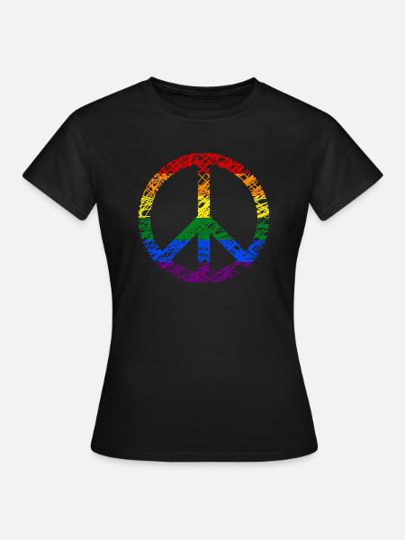 Peace Regenbogen Regenbogenfahne Frieden - Frauen T-Shirt - Schwarz