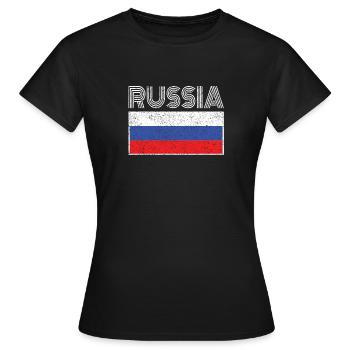 Russisches Staatsflaggen-Vintages Russland-Land-Geschenk - Frauen T-Shirt - Schwarz - Vorne - AI Model Female 172 dark (172cm)