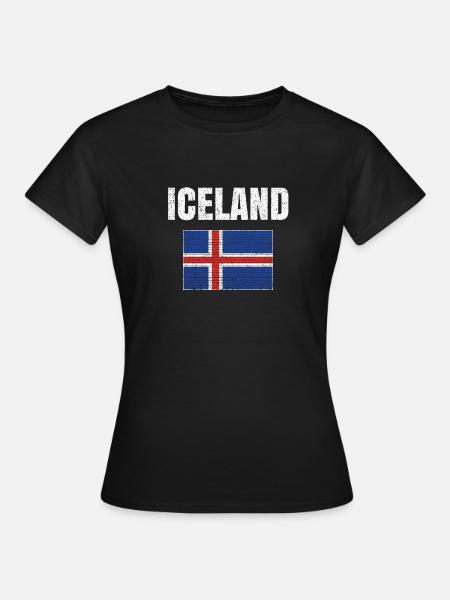 Iceland Flag Vintage National Icelandic Country - T-shirt Femme - noir