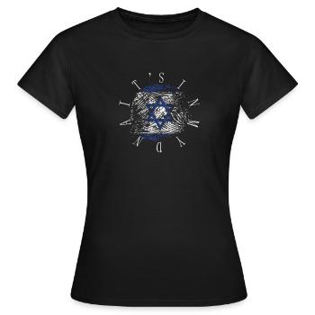 Israelische Fingerabdruck-Flagge Israel Es ist in meiner DNA - Frauen T-Shirt - Schwarz - Vorne - AI Model Female 172 dark (172cm)