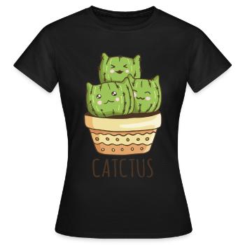 Catctus - Chat Ami Chat - T-shirt Femme - noir - Devant - AI Model Female 172 dark (172cm)